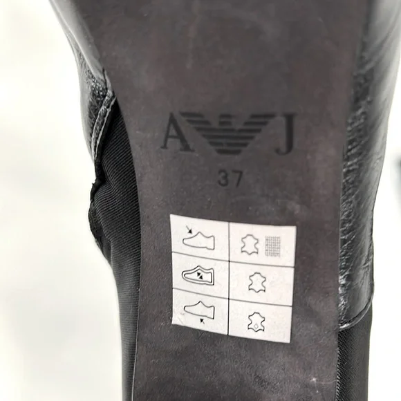 Armani Jeans Black Heeled Boots - Picture 10 of 12